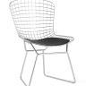 Стул обеденный Bertoia хромированный металл с черной подушкой из экокожи