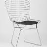 Стул обеденный Bertoia хромированный металл с черной подушкой из экокожи