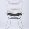 Стул обеденный Bertoia хромированный металл с черной подушкой из экокожи