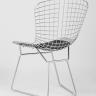Стул обеденный Bertoia хромированный металл с черной подушкой из экокожи
