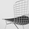 Стул обеденный Bertoia хромированный металл с черной подушкой из экокожи
