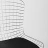 Стул обеденный Bertoia хромированный металл с черной подушкой из экокожи