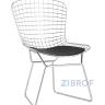 Стул обеденный Bertoia хромированный металл с черной подушкой из экокожи