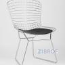 Стул обеденный Bertoia хромированный металл с черной подушкой из экокожи