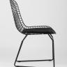 Стул обеденный Bertoia металлический черный с черной подушкой из экокожи