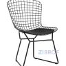 Стул обеденный Bertoia металлический черный с черной подушкой из экокожи