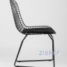 Стул обеденный Bertoia металлический черный с черной подушкой из экокожи
