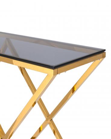 Консоль ИНСИГНИЯ 115*30 золото стекло smoke, каркас нержавеющая сталь