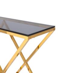 Консоль ИНСИГНИЯ 115*30 золото стекло smoke, каркас нержавеющая сталь