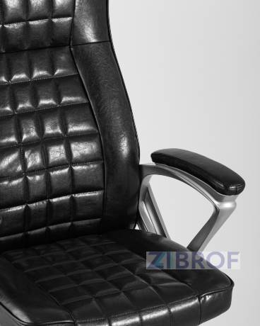 TopChairs First офисное черное в обивке из экокожи с удобным механизмом качания Top Gun