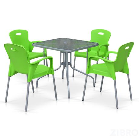 Комплект мебели для кафе TL80x80/XRF065BG-Green (4+1)