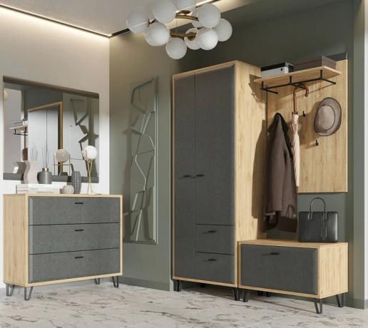 Зеркало настенное Grace LUS графит, дуб наварра BRW_UT-70039465