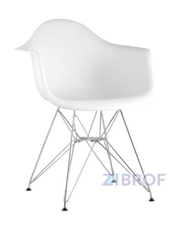 Стул DAR белый, основание хромированный металл, сидение PP пластик