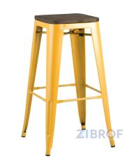 Стул барный Tolix WOOD желтый, металл с порошковым покрытием, дерево, металл