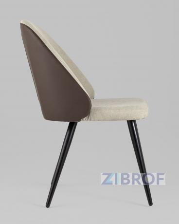 Стул Альдо обивка экокожа коричневый рогожка серый ножки металл