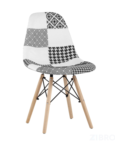 Стул Eames обивка в стиле пэчворк черно-белый, ножки массив бука