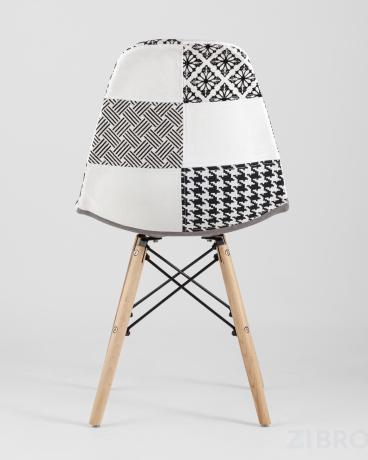 Стул Eames обивка в стиле пэчворк черно-белый, ножки массив бука