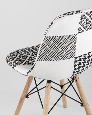 Стул Eames обивка в стиле пэчворк черно-белый, ножки массив бука