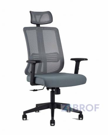 для руководителя TopChairs Post офисное серое обивка сетка ткань крестовина пластик