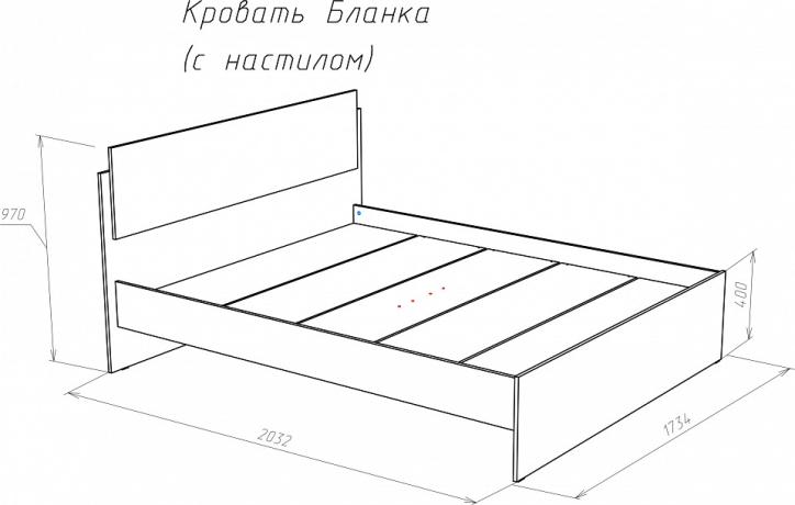 Кровать двуспальная Бланка 2000x1600 белый, дуб сонома NKM_72250072