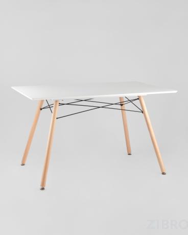 Стол Eames DSW Rectangle белый, каркас дерево и сталь, столешница МДФ