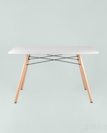 Стол Eames DSW Rectangle белый, каркас дерево и сталь, столешница МДФ
