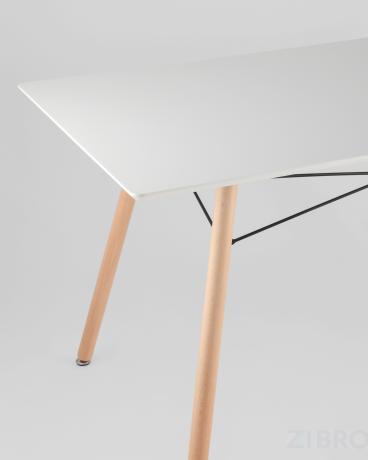 Стол Eames DSW Rectangle белый, каркас дерево и сталь, столешница МДФ
