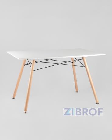 Стол Eames DSW Rectangle белый, каркас дерево и сталь, столешница МДФ