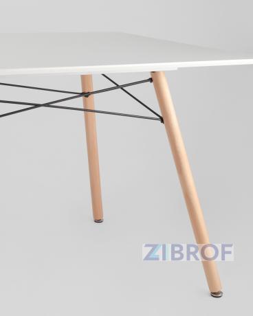 Стол Eames DSW Rectangle белый, каркас дерево и сталь, столешница МДФ