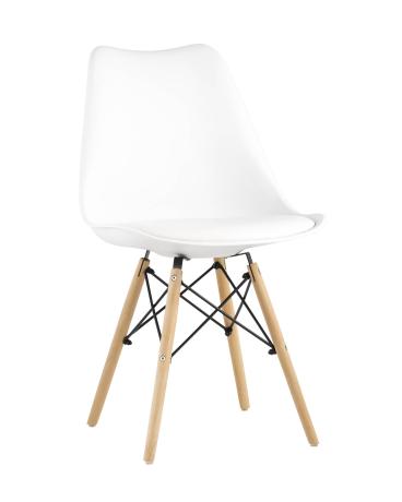 Стул Eames Soft белый обеденный сиденье экокожа ножки из массива бука