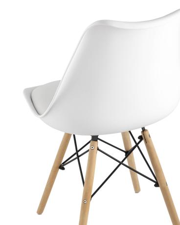 Стул Eames Soft белый обеденный сиденье экокожа ножки из массива бука