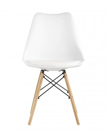 Стул Eames Soft белый обеденный сиденье экокожа ножки из массива бука