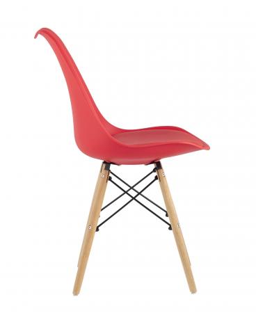 Стул Eames Soft красный обеденный сиденье экокожа ножки из массива бука