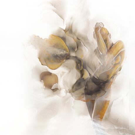 54STR-AQUARELLE6 Холст "Песня поющего цветка"100*100см,багет кэнвэс зол