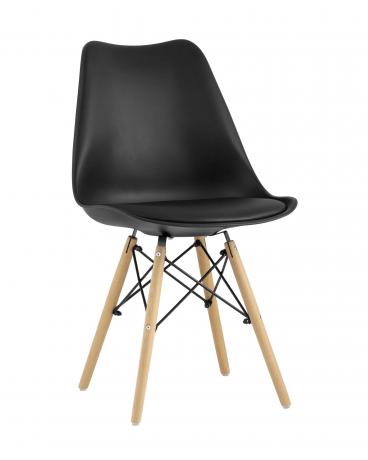 Стул Eames Soft черный обеденный сиденье экокожа ножки из массива бука