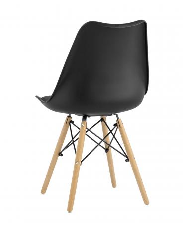 Стул Eames Soft черный обеденный сиденье экокожа ножки из массива бука