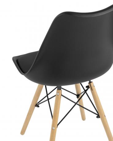 Стул Eames Soft черный обеденный сиденье экокожа ножки из массива бука