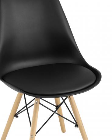 Стул Eames Soft черный обеденный сиденье экокожа ножки из массива бука