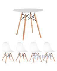 Eames D80, 4 стула Eames DSW белые