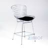 с низкой спинкой Bertoia хромированный металл с черной подушкой из экокожи