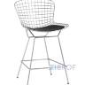 с низкой спинкой Bertoia хромированный металл с черной подушкой из экокожи
