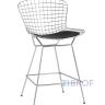 с низкой спинкой Bertoia хромированный металл с черной подушкой из экокожи