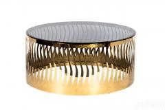 GY-CT8149GOLD Стол журнальный "Wave" тонир.стекло/зол. d90*41см