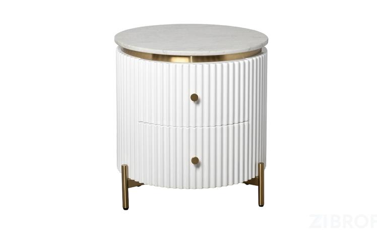 77IP-GD009-TUMB/1 Тумбочка 2 ящика с мраморной столешницей d51*55см