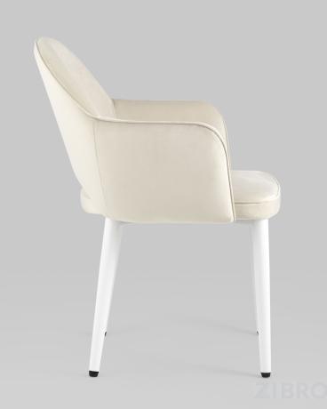Сту Венера велюр цвет кремовый ножки белые металл