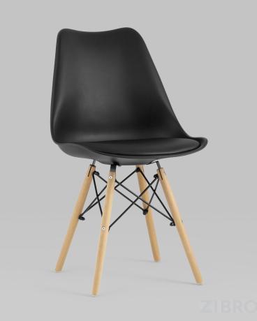 Стул Eames Soft черный обеденный сиденье экокожа ножки из массива бука