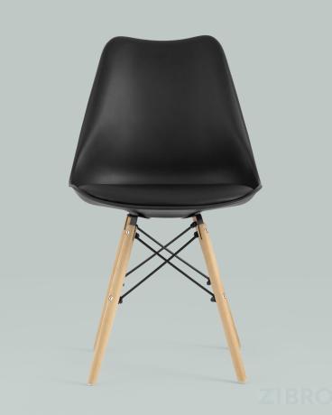 Стул Eames Soft черный обеденный сиденье экокожа ножки из массива бука