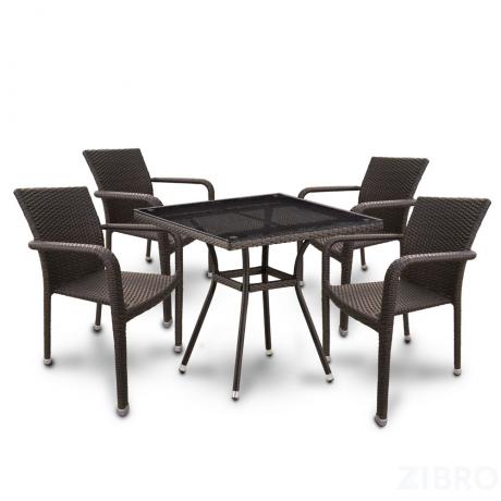 Комплект плетеной мебели T283BNT-W2390/Y2001B-W53 Brown 4Pcs