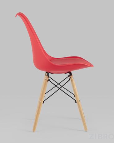 Стул Eames Soft красный обеденный сиденье экокожа ножки из массива бука