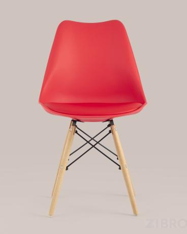 Стул Eames Soft красный обеденный сиденье экокожа ножки из массива бука